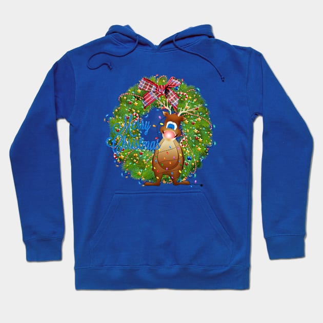 merry christmas reindeer Hoodie by gossiprag